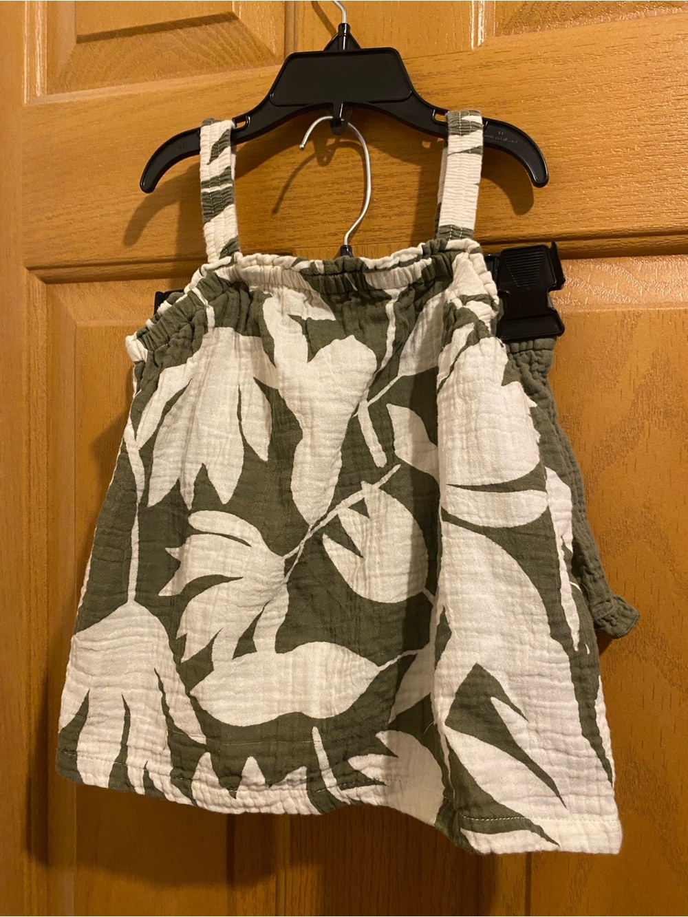 Carter's Olive Green & White Leaf Print Tank Top Set
